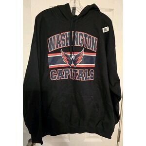 Washington Capitals NHL Sweatshirt Hoodie Mens 2XL Spellout Pullover Fleece NWT
